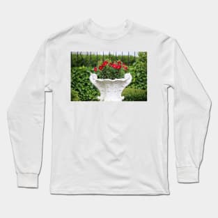 White Marble Floral Planter Long Sleeve T-Shirt